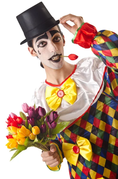 Sad clown on the white — Stock Photo, Image