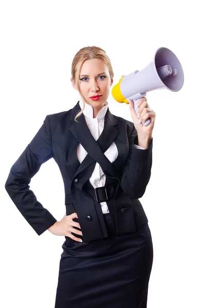 ผู้หญิงนักธุรกิจที่โดดเดี่ยวบนสีขาว — ภาพถ่ายสต็อก
