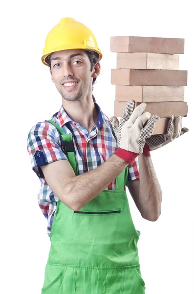 Construction worker isolated on the white — Stock Photo, Image