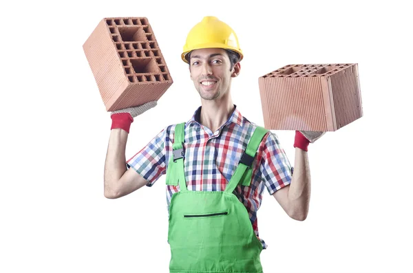 Construction worker isolated on the white — Stock Photo, Image