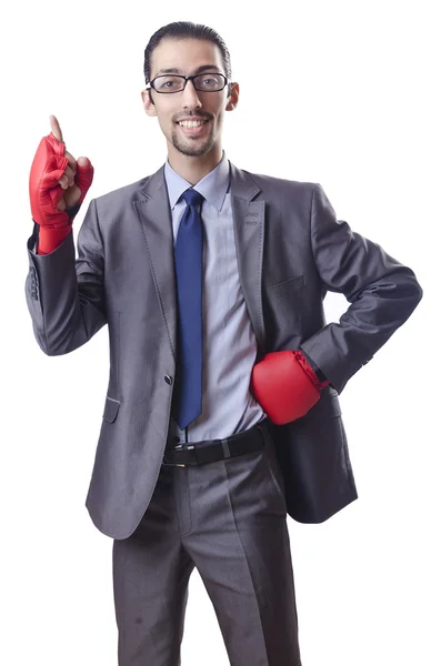 Businessman in boxing concept on white — Stock Photo, Image