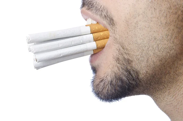 Αντι κάπνισμα έννοια με άνθρωπο — Φωτογραφία Αρχείου
