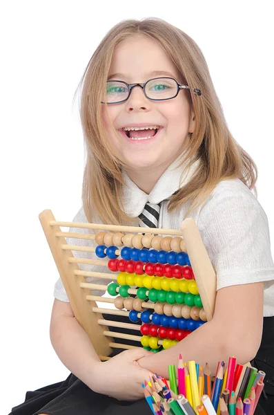 Abacus fehér lány — Stock Fotó