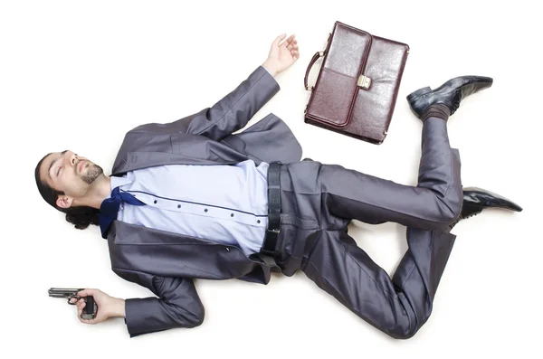 Biznesmen martwy na podłodze — Zdjęcie stockowe