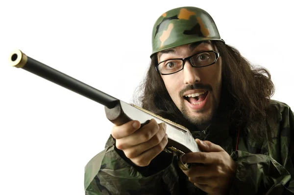 Funny soldado en concepto de humor — Foto de Stock