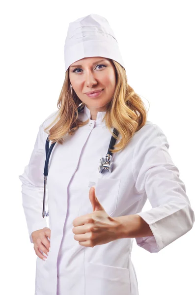 Attrative kvinna läkare isolerad på vit — Stockfoto