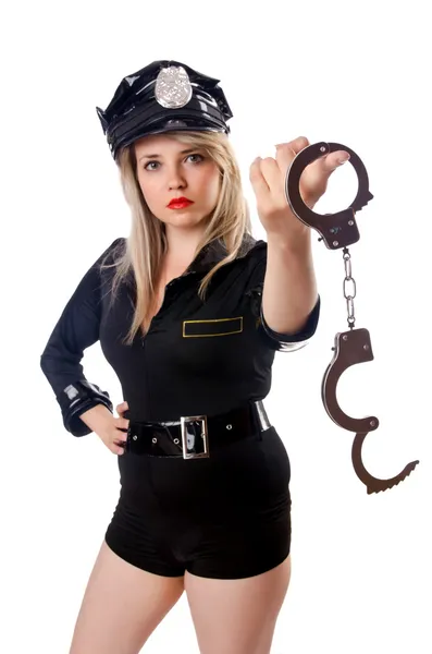 Mujer policía aislada en blanco —  Fotos de Stock