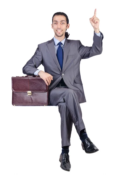 Hombre con maletín en blanco —  Fotos de Stock