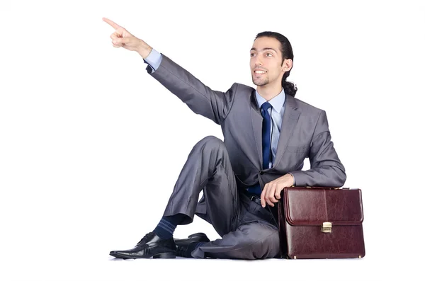 Man with briefcase on white — Stock Photo, Image