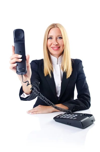 Бізнес-леді розмовляє по телефону — стокове фото