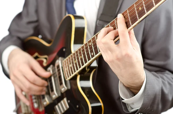Empresario tocando la guitarra en blanco —  Fotos de Stock