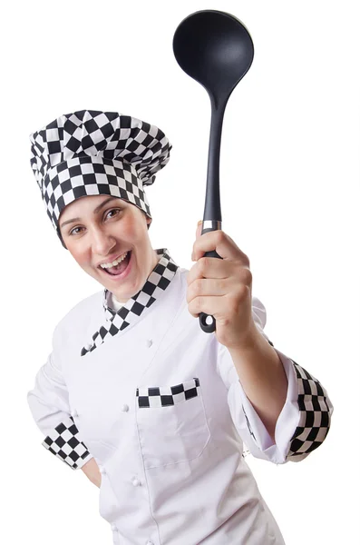 Beyaz kepçeli kadın aşçı — Stok fotoğraf