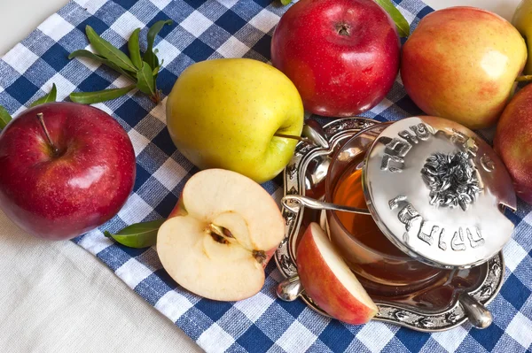 Honung med apple för rosh hashana — Stockfoto
