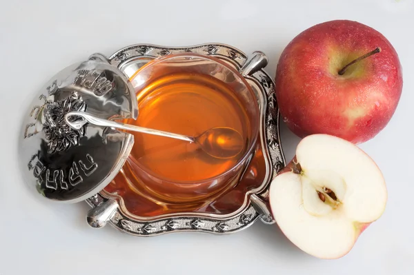 Miele con mela per Rosh Hashana — Foto Stock