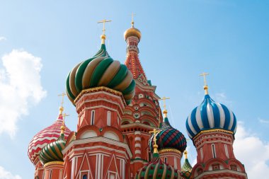 St. Basil's Cathedral in Moscow on red square clipart