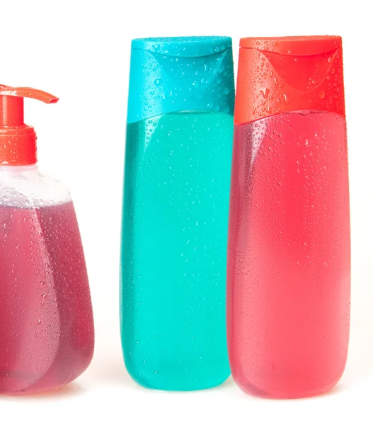 Flytande tvål, gel, schampo — Stockfoto