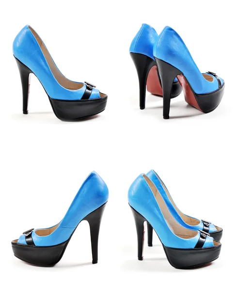 Blue high heeled shoe isolated — Stock Photo, Image