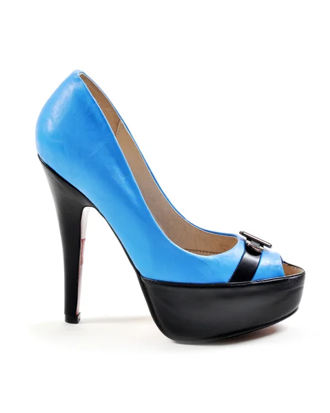 Kék magas sarkú cipő, elszigetelt — Stock Fotó