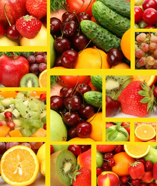 Frutas maduras e bagas para uma alimentação saudável — Fotografia de Stock