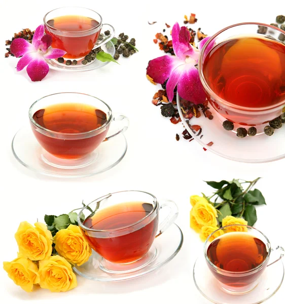 Çay ve çiçekler — Stok fotoğraf