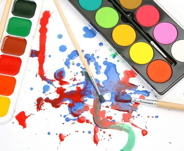 画笔与颜料 — 图库照片