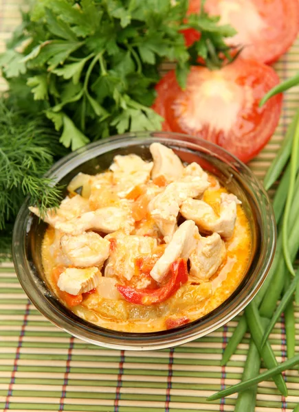 stock image Meat with vegetables in a plate