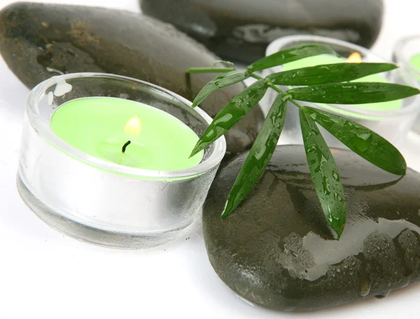 Zelený list a svíčky — Stock fotografie