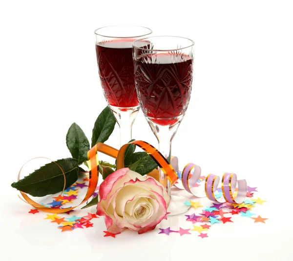 Wine and rose — Stock Photo, Image