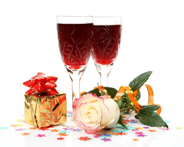 Wine and rose — Stock Photo, Image