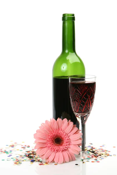 Wine and flower — Stock Photo, Image