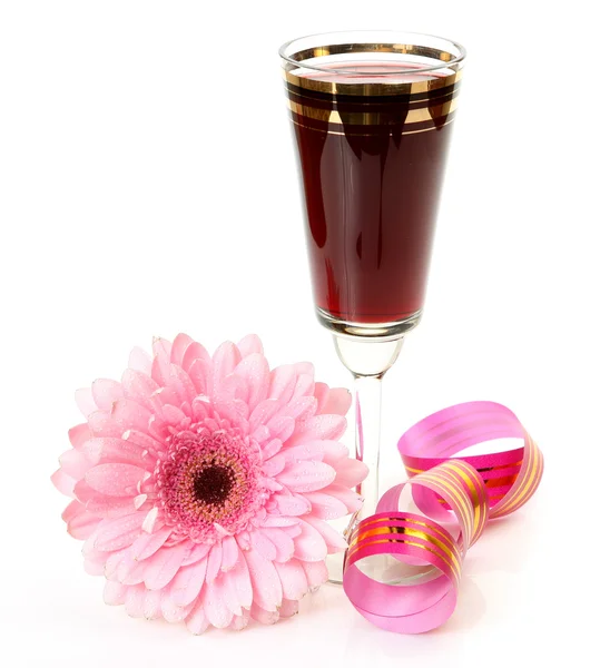 Şarap ve çiçek — Stok fotoğraf