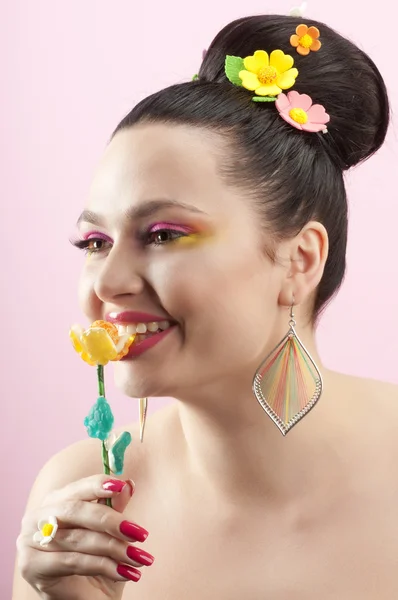 Portrait of a girl with lollipop — Stock Photo, Image