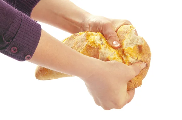 stock image Loaf of bread in hand