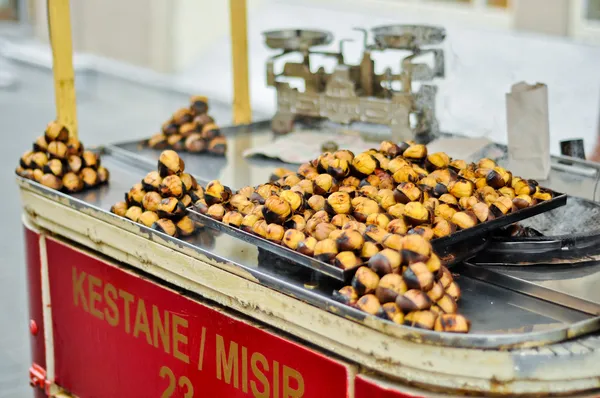 Roasted chestnuts in Istanbul, Turkey Royalty Free Stock Photos