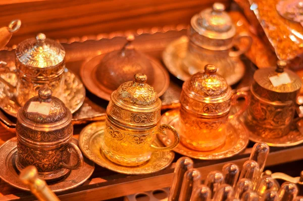 Tazas de café de cobre turco — Foto de Stock