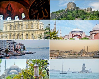 Collage of Istanbul Turkey images - architecture and tourism background clipart