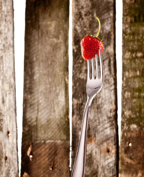 Fresa en tenedor — Foto de Stock