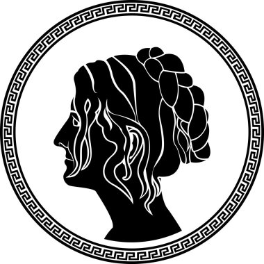 Greek patrician women profile stencil clipart
