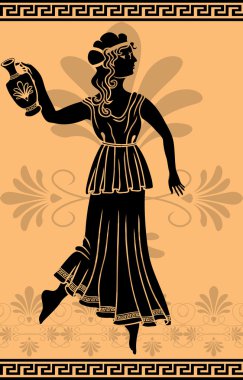 Greek woman with amphora stencil clipart