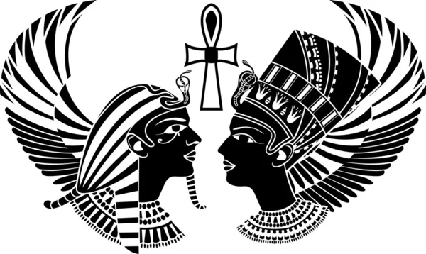 Стародавній єгипетський король і королева — стоковий вектор