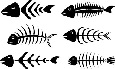 Various fishbones stencils clipart