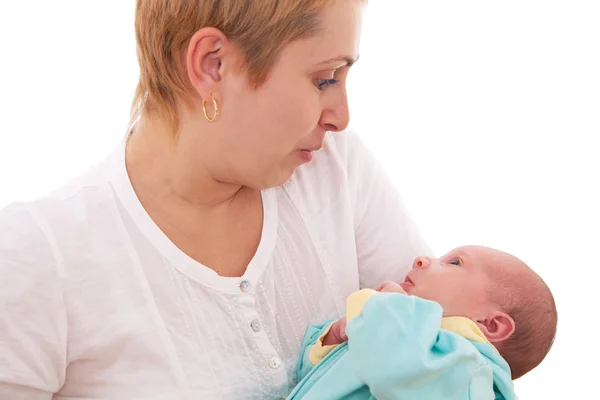 Mother and baby making faces — Stock Photo, Image