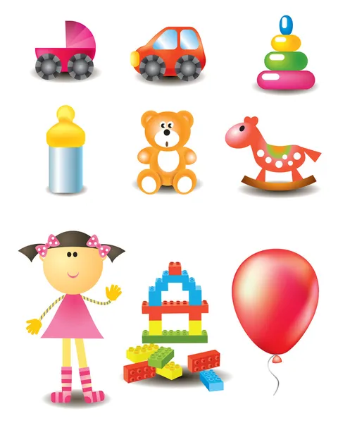 Vector juguetes iconos — Vector de stock