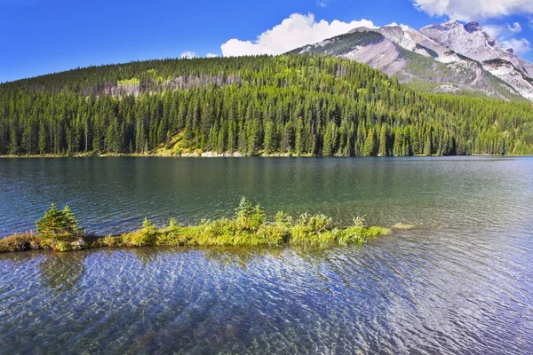 Kleine charmante eiland in koude lake — Stockfoto