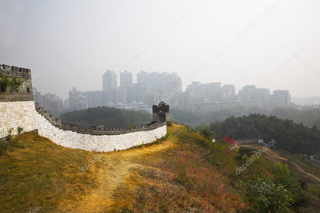 The Great Chinese wall in the Chinese park of entertainments