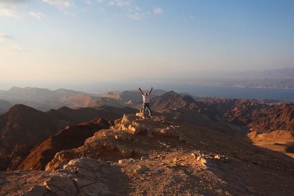 Il paesaggio biblico - deserto del Sinai nella nebbia — Foto Stock