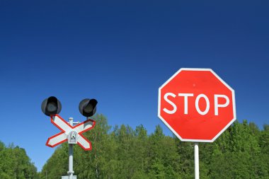 Traffic sign on railway stations clipart