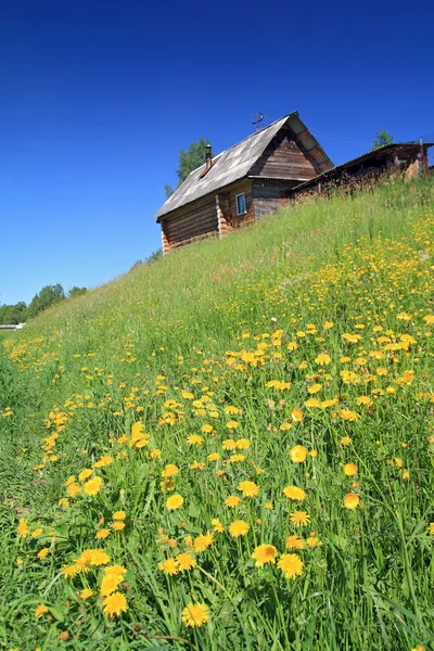 Сельский дом на небольшом холме — стоковое фото