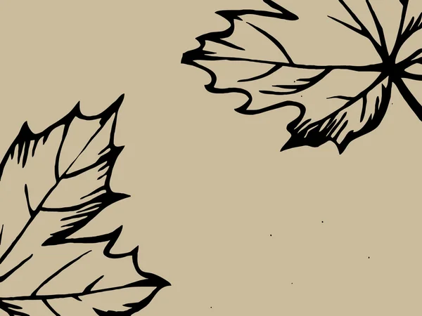 Trä blad siluett på brun bakgrund, vektor illustration — Stock vektor