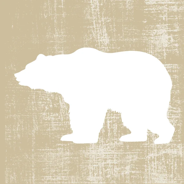 Bear silhouette on brown background, vector illustration — Stock Vector